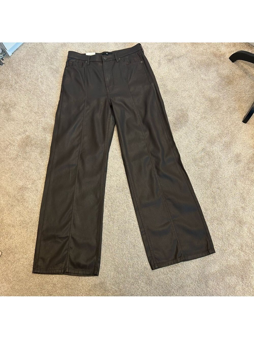 BR Banana Republic dark chocolate brown ultra high-rise straight fit pants Sz 30
